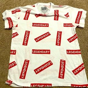 Fresh Laundry LEGENDARY red and white tee Large